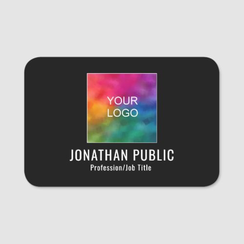 Custom Logo Text Classic Pin Back or Magnetic Name Tag