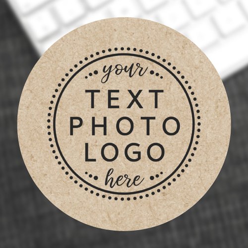 Custom logo text  create your own Kraft paper look Classic Round Sticker