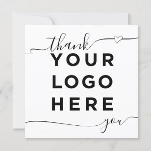 Custom logo text elegant square Thank You Cards