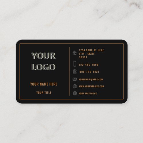 Custom Logo Text Gold and Black Business Card