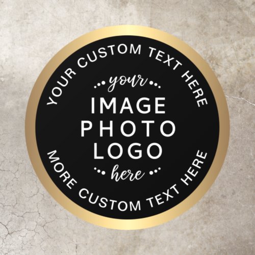 Custom logo text golden gradient border black floor decals