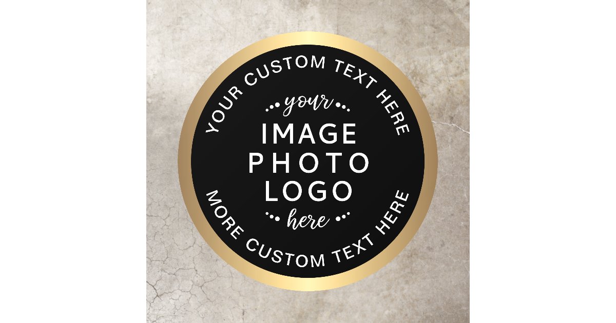 Logo/text Border Color Custom logo text golden gradient border black floor decals | Zazzle