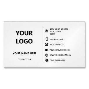 Custom Logo Text Info Company Business Card Magnet