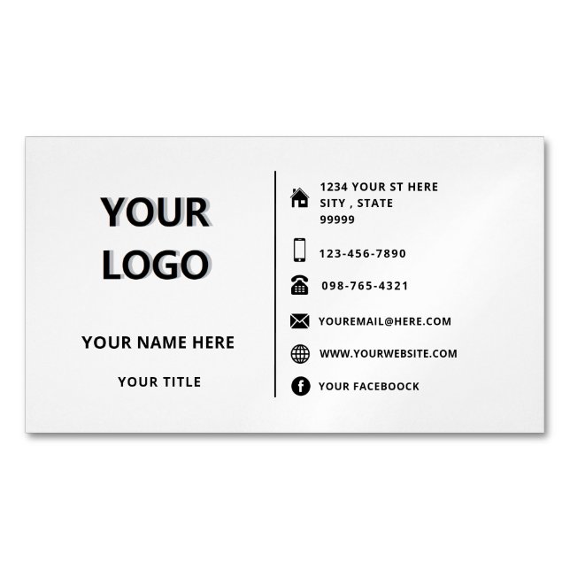 Custom Logo Text Info Company Business Card Magnet (Front)