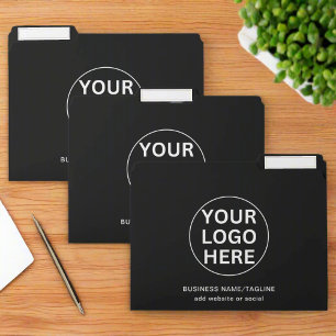 Custom Logo & Text l Professional Business Black File Folder