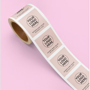 Custom Logo & Text l Promotional Blush Pink  Square Sticker
