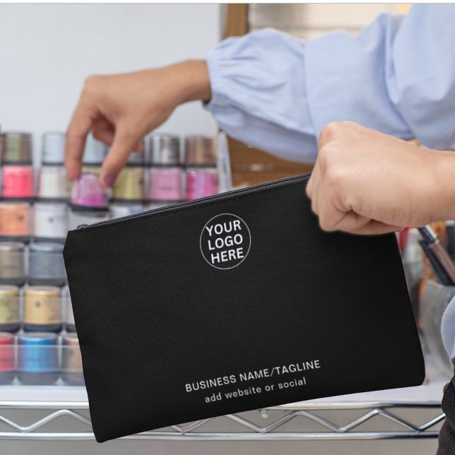 Custom Logo & Text l Promotional Business Black  Accessory Pouch (Creator Uploaded)