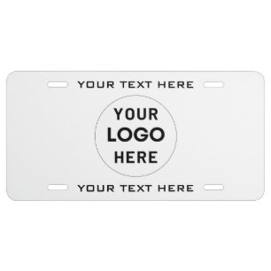 Custom Logo Text Minimal Black White License Plate