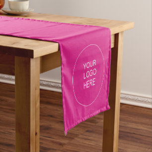 Custom Logo Text Pink Solid Color Elegant Template Short Table Runner