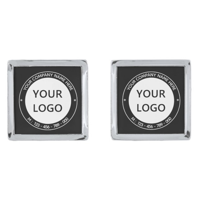 Custom Logo Text Promotional Business Cufflinks (Front)
