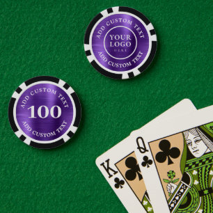 Custom Logo & Text Purple Business Casino Night Poker Chips