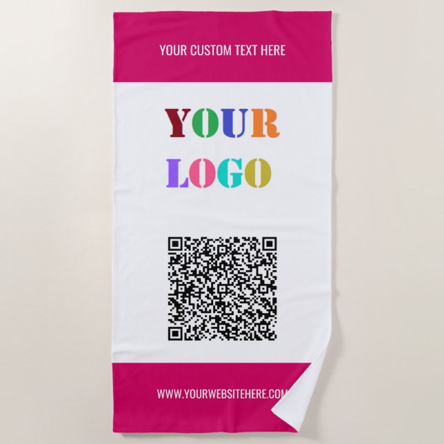 Custom Logo Text QR Code Beach Towel Your Colors (Front)