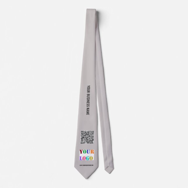 Custom Logo Text QR Code Branded Neck Tie Example (Front)