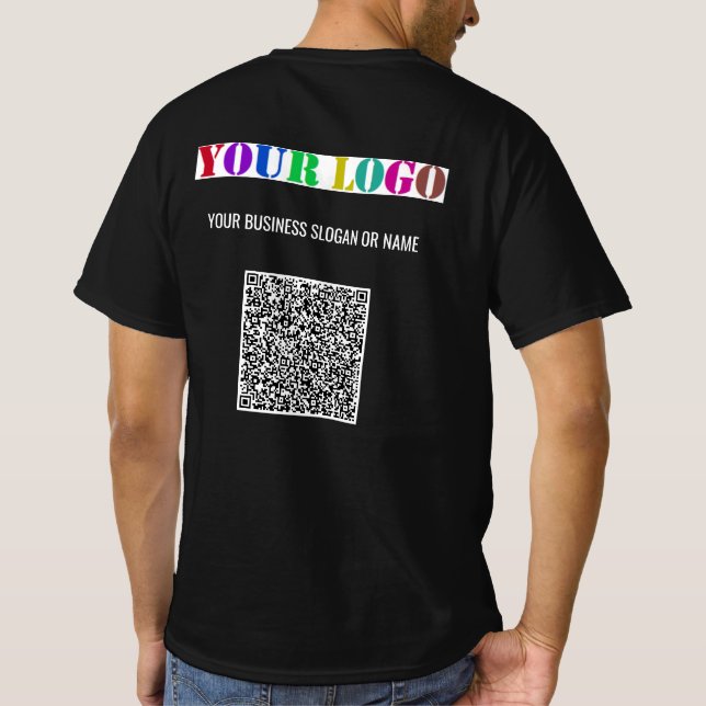 Custom Logo Text QR Code Business T-Shirt Template (Back)