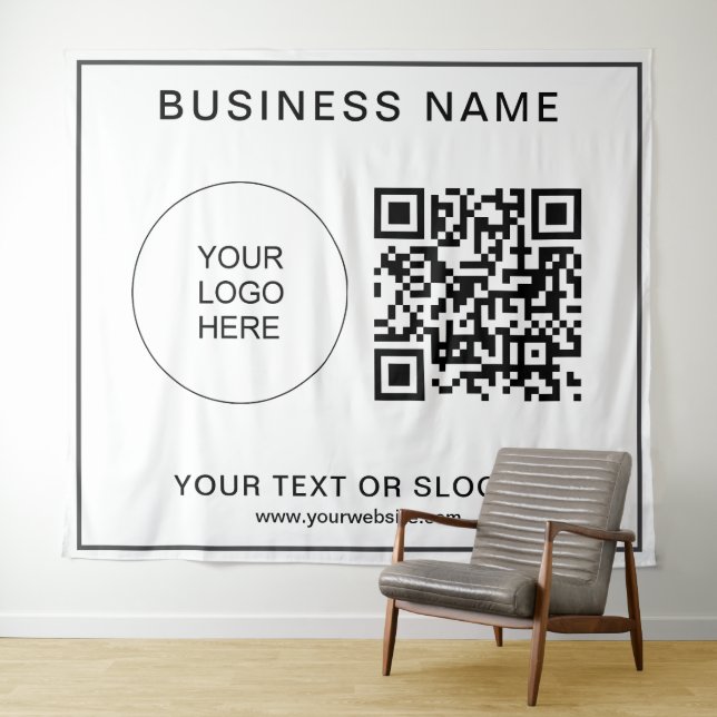 Custom Logo Text QR Code Event Seminar Backdrop (In Situ (Horizontal))