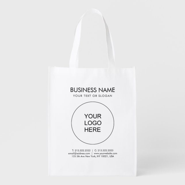 Custom Logo Text Website Url Address Template Grocery Bag (Front)