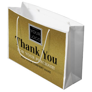 Custom Logo Thank You For Your Purchase Gold Glit Large Gift Bag