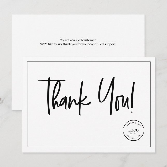 Custom Logo Thank You from Small Business insert Card (Front/Back)