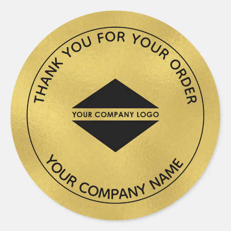 Custom Logo Thank You Gold Classic Round Sticker Zazzle