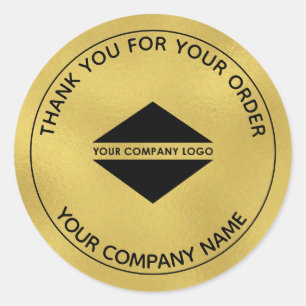 Custom Logo Thank You Gold Classic Round Sticker