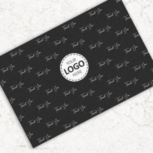 Custom Logo Thank You Pattern Black Tissue Paper