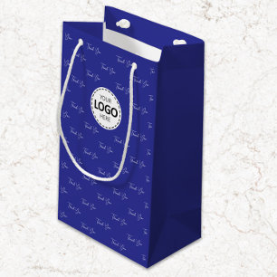 Custom Logo Thank You Pattern Blue Small Gift Bag