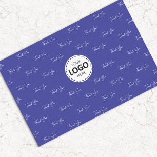 Custom Logo Thank You Pattern Blue Tissue Paper