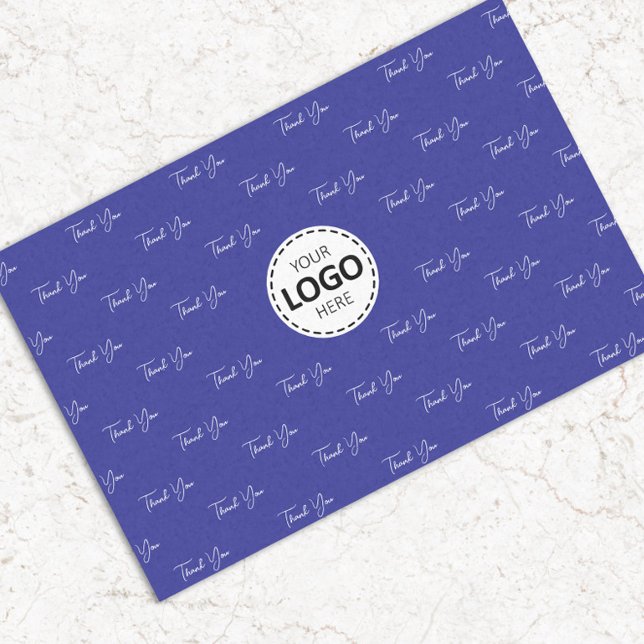Custom Logo Thank You Pattern Blue Tissue Paper (Creator Uploaded)