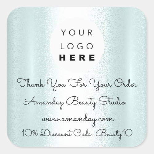 Custom Logo Thank You Shopping Discount Code Blue Square Sticker