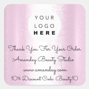Custom Logo Thank You Shopping Discount Code Pinky Square Sticker