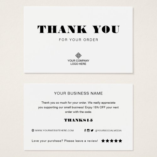 Custom Logo Thank You Small Business Packing Card