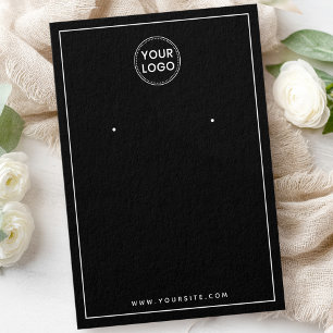 Custom logo thin border black earring display card