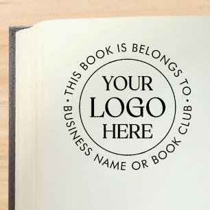 Custom Logo This Book Belongs To Modern Bookplate Self-inking Stamp