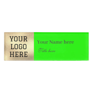 Custom Logo Title Simple Neon Green Business Name Tag