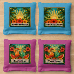Custom Logo Tropical Play Cornhole Toss Bags