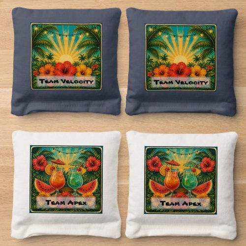 Custom Logo Tropical Trip Cornhole Toss Bags