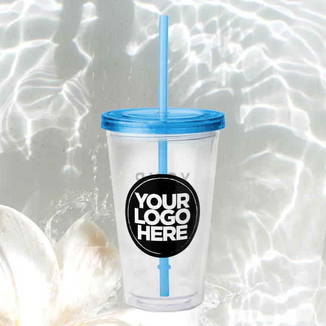 Custom Logo Tumbler with Straw No Minimum Zazzle