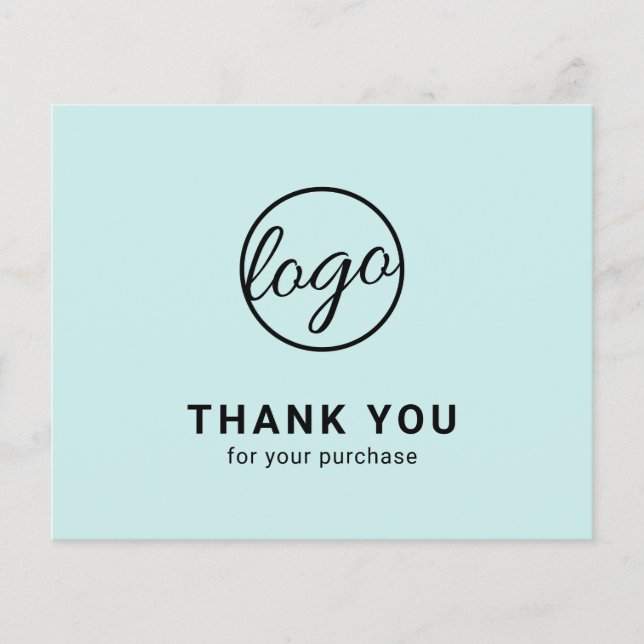 Custom Logo Turquoise Budget Thank You Card (Front)