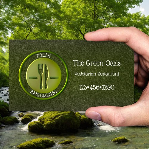 Custom Logo Vegetarian Restaurant Business Card