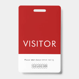 Custom Logo Visitor Badge   Red