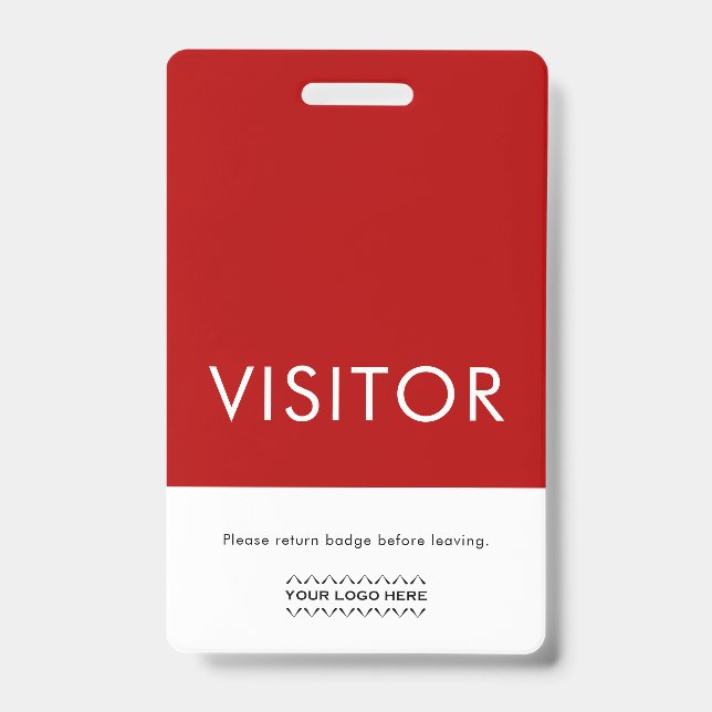 Custom Logo Visitor Badge | Red (Front)