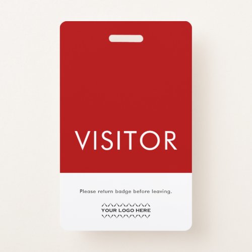 Custom Logo Visitor Badge  Red