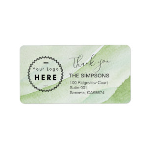 Custom Logo Watercolor Green Return Address Label