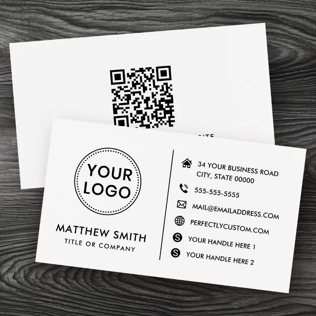 Custom logo website social media modern QR code | Zazzle