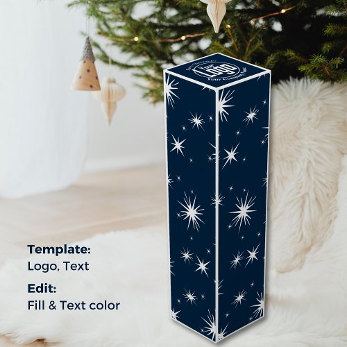 Custom Logo White  Blue Christmas Starry SKy Wine Box