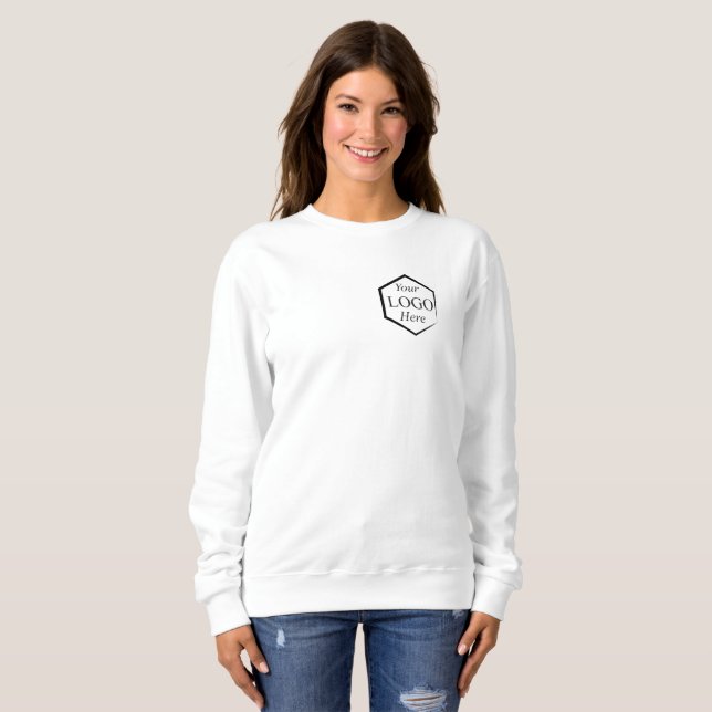 Custom Logo White Business Employee Company Staff Sweatshirt (Front Full)