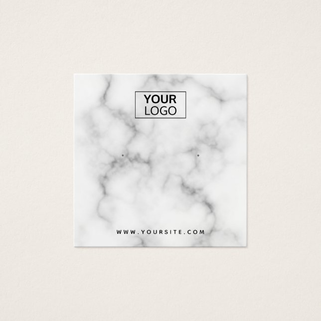 Custom logo white marble earring display card (Front)