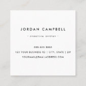 Custom logo white modern minimalist square business card (Back)