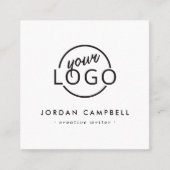 Custom logo white modern minimalist square business card (Front)