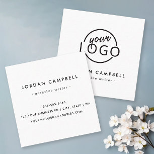 Custom logo white modern minimalist square business card